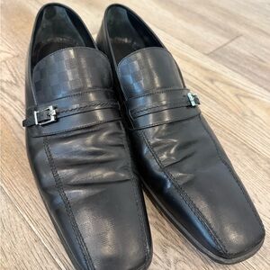Louis Vuitton Black Leather Loafers with Buckle